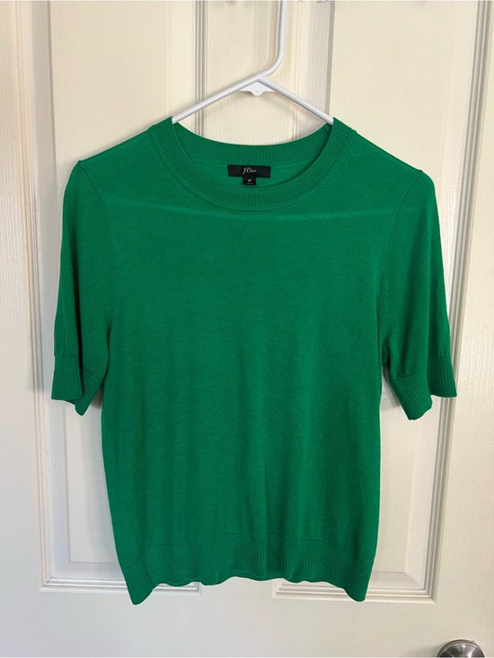 J. Crew Sweaters - J.Crew Emerald Green Fine Gauge Knit Crewneck Sweater Short Sleeve M